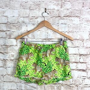Printfresh Bagheera Leopard Print Pajama Shorts in Green Size XS